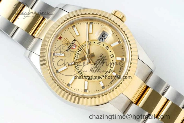 Soft Skydweller SS YG Noob Best Edition YG Dial on SS YG Oyster Bracelet A23J 2290