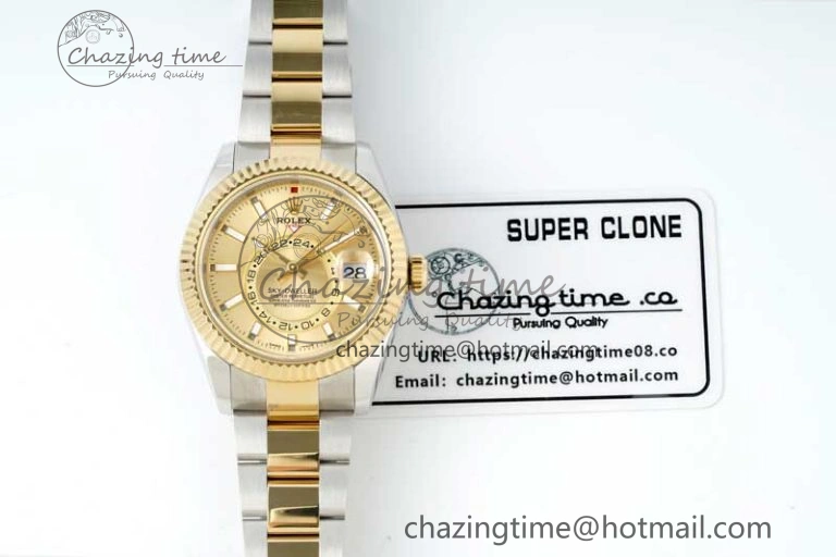 Soft Skydweller SS YG Noob Best Edition YG Dial on SS YG Oyster Bracelet A23J 2290