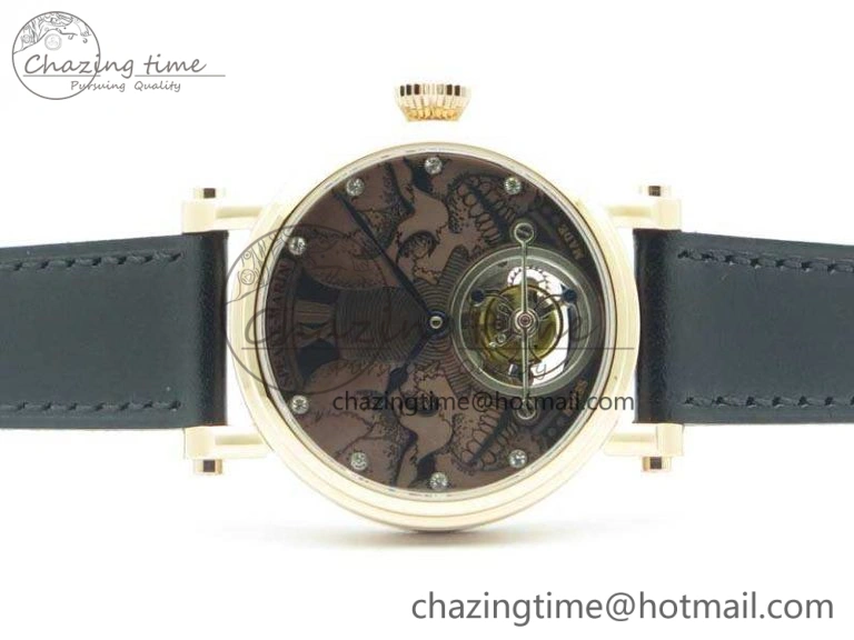 Original Speake Marin RG Case Rose Gold Dial On Black Leather Strap Asian EQ Tourbillon (Free Leather Strap) 9651