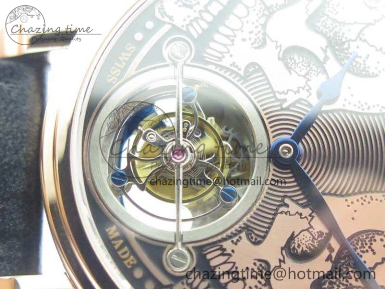 Original Speake Marin RG Case Rose Gold Dial On Black Leather Strap Asian EQ Tourbillon (Free Leather Strap) 9651