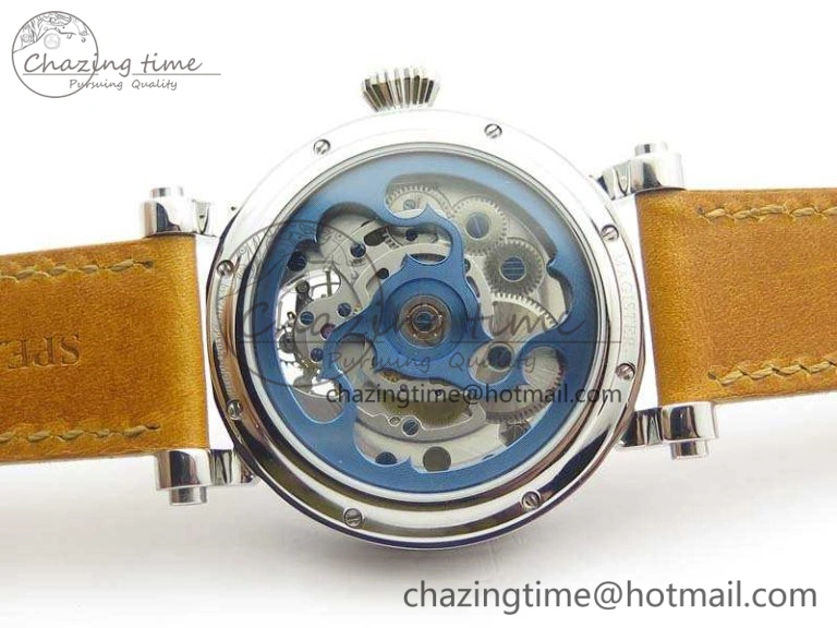 Speake Marin SS Case Silver Dial On Brown Leather Strap Asian EQ Tourbillon (Free Leather Strap) Affordable 9650