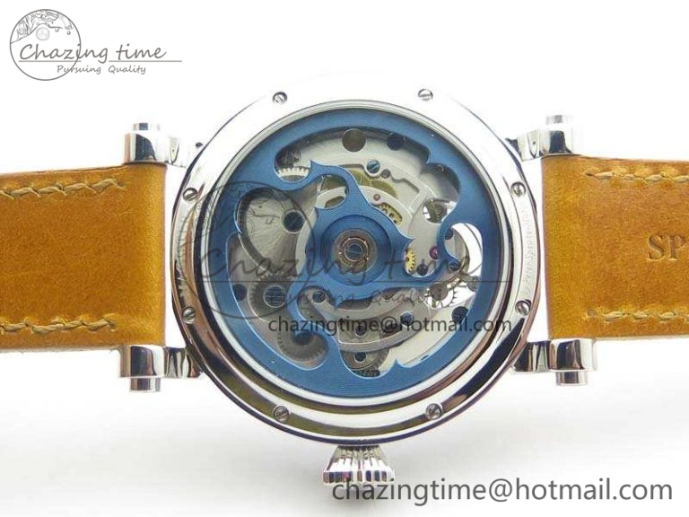 Speake Marin SS Case Silver Dial On Brown Leather Strap Asian EQ Tourbillon (Free Leather Strap) Affordable 9650