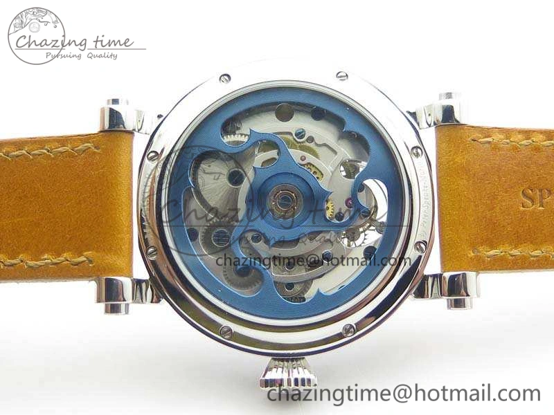 Speake Marin SS Case Silver Dial On Brown Leather Strap Asian EQ Tourbillon (Free Leather Strap) Affordable 9650