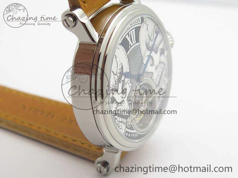Speake Marin SS Case Silver Dial On Brown Leather Strap Asian EQ Tourbillon (Free Leather Strap) Affordable 9650