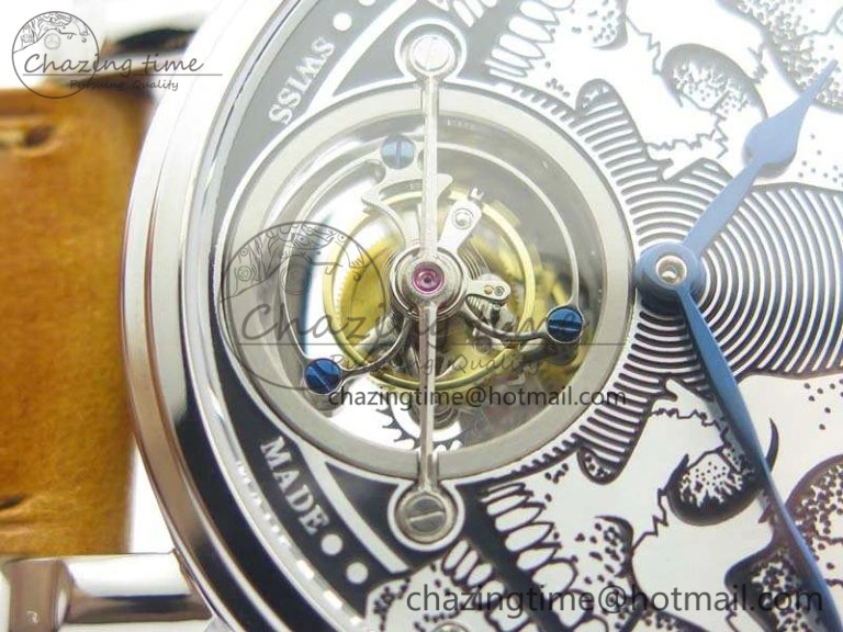 Speake Marin SS Case Silver Dial On Brown Leather Strap Asian EQ Tourbillon (Free Leather Strap) Affordable 9650