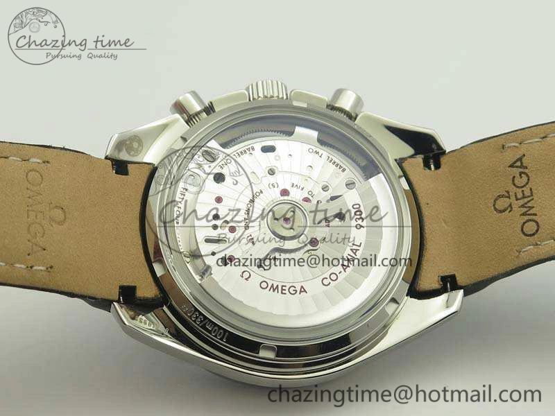 Sophisticated SpeedMaster MoonWatch SS OMF 1:1 Best Edition Black Dial White Handset On Leather Strap A9300 V 8086