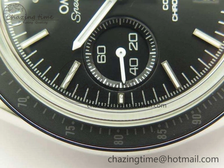 Sophisticated SpeedMaster MoonWatch SS OMF 1:1 Best Edition Black Dial White Handset On Leather Strap A9300 V 8086