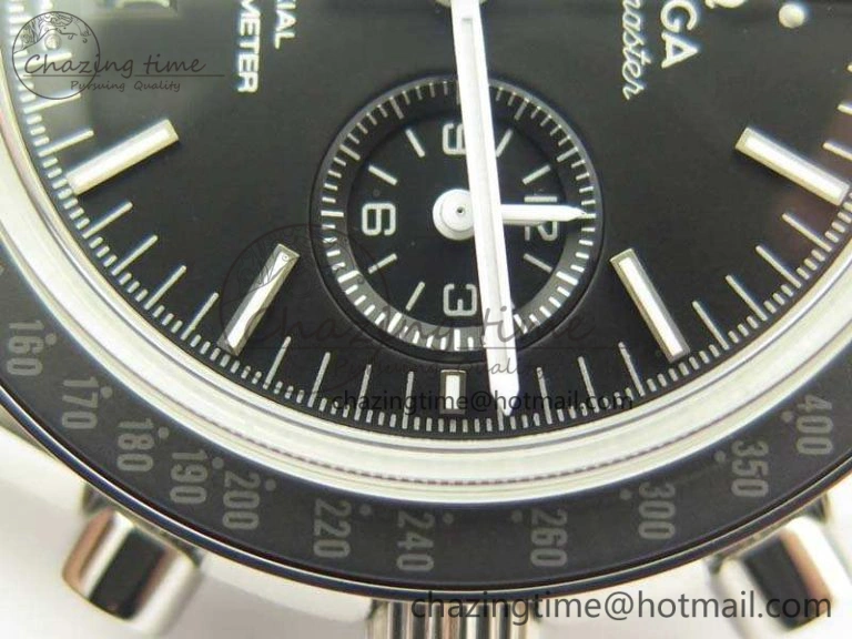 Sophisticated SpeedMaster MoonWatch SS OMF 1:1 Best Edition Black Dial White Handset On Leather Strap A9300 V 8086
