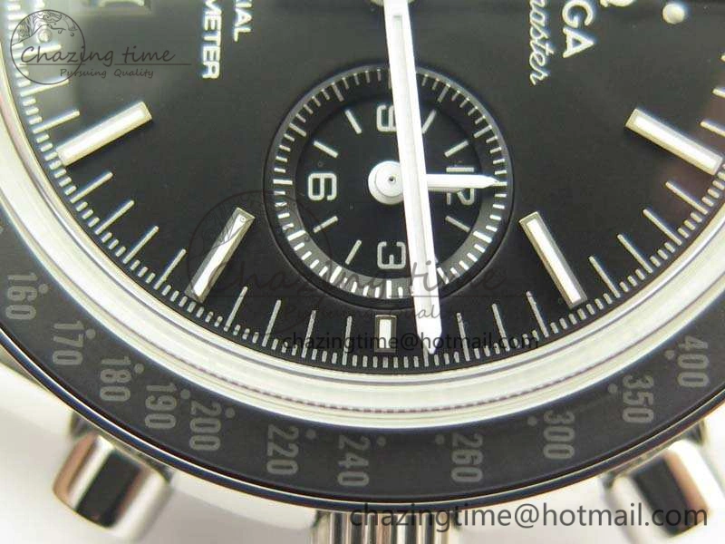 Sophisticated SpeedMaster MoonWatch SS OMF 1:1 Best Edition Black Dial White Handset On Leather Strap A9300 V 8086