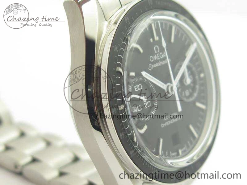 Premium SpeedMaster MoonWatch SS OMF 1:1 Best Edition Black Dial White Handset On SS Bracelet A9300 V 8091