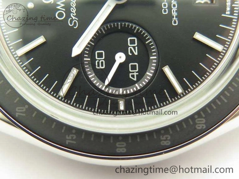 Premium SpeedMaster MoonWatch SS OMF 1:1 Best Edition Black Dial White Handset On SS Bracelet A9300 V 8091