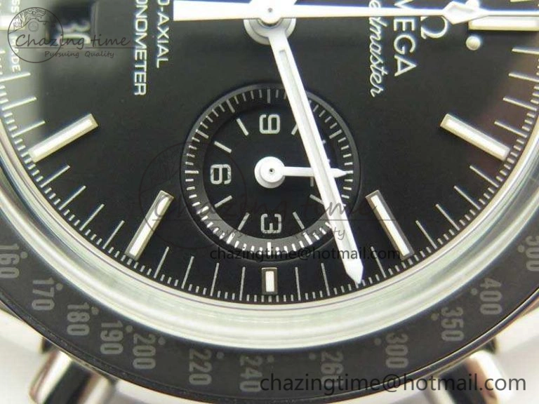 Premium SpeedMaster MoonWatch SS OMF 1:1 Best Edition Black Dial White Handset On SS Bracelet A9300 V 8091