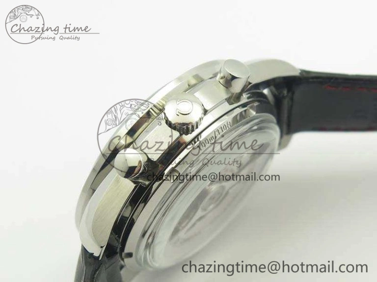 SpeedMaster MoonWatch SS OMF 1:1 Best Edition Black Red Dial On Leather Strap A9300 V Effortless 8084