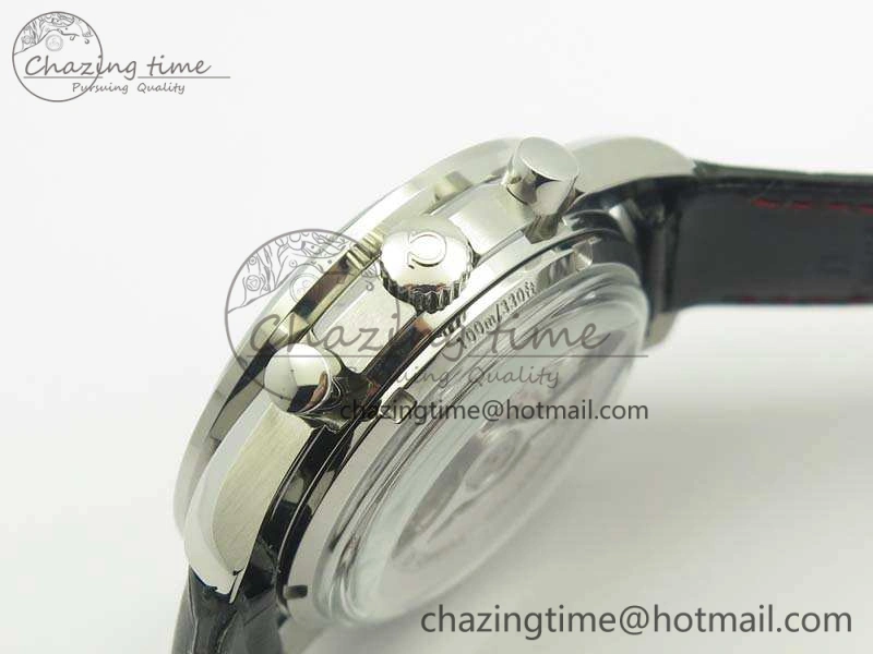 SpeedMaster MoonWatch SS OMF 1:1 Best Edition Black Red Dial On Leather Strap A9300 V Effortless 8084