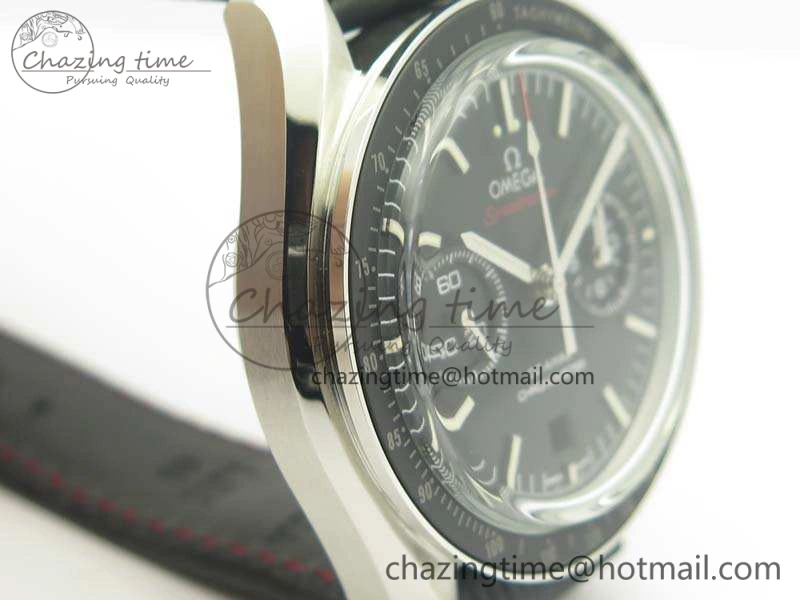 SpeedMaster MoonWatch SS OMF 1:1 Best Edition Black Red Dial On Leather Strap A9300 V Effortless 8084