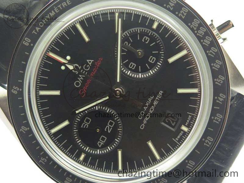 SpeedMaster MoonWatch SS OMF 1:1 Best Edition Black Red Dial On Leather Strap A9300 V Effortless 8084