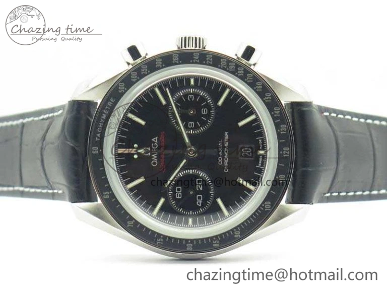 SpeedMaster MoonWatch SS OMF 1:1 Best Edition Black Red Dial On Leather Strap A9300 V Effortless 8084