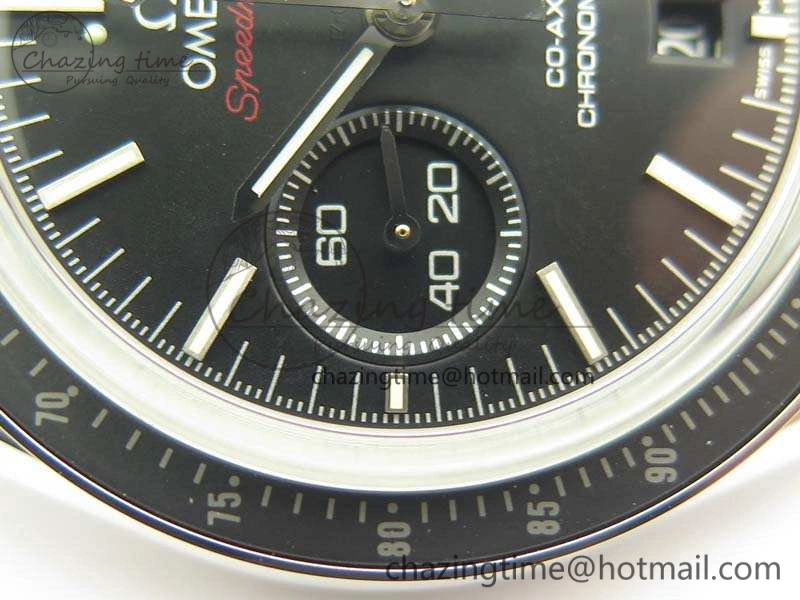 SpeedMaster MoonWatch SS OMF 1:1 Best Edition Black Red Dial On Leather Strap A9300 V Effortless 8084