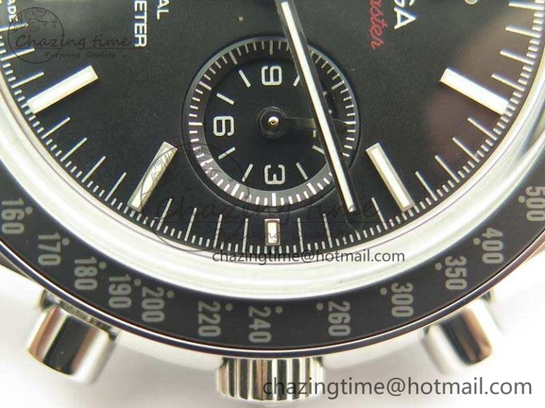 SpeedMaster MoonWatch SS OMF 1:1 Best Edition Black Red Dial On Leather Strap A9300 V Effortless 8084