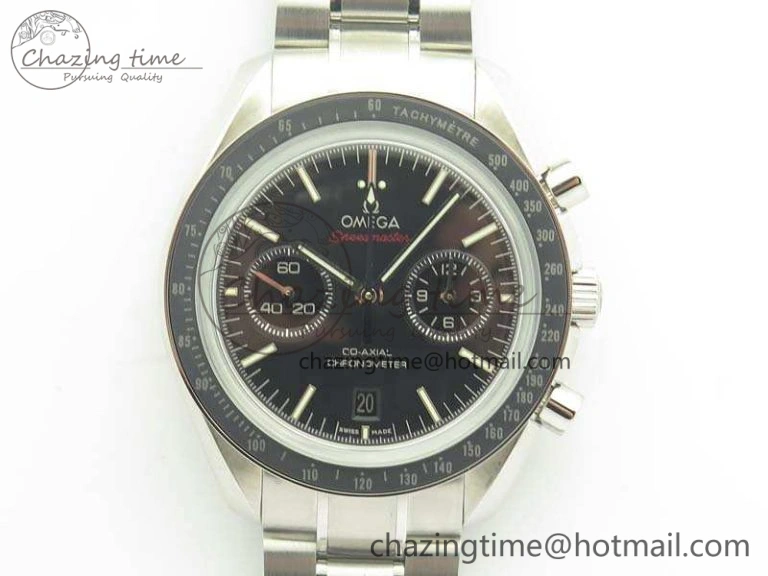 HighQuality SpeedMaster MoonWatch SS OMF 1:1 Best Edition Black Red Dial On SS Bracelet A9300 V 8092