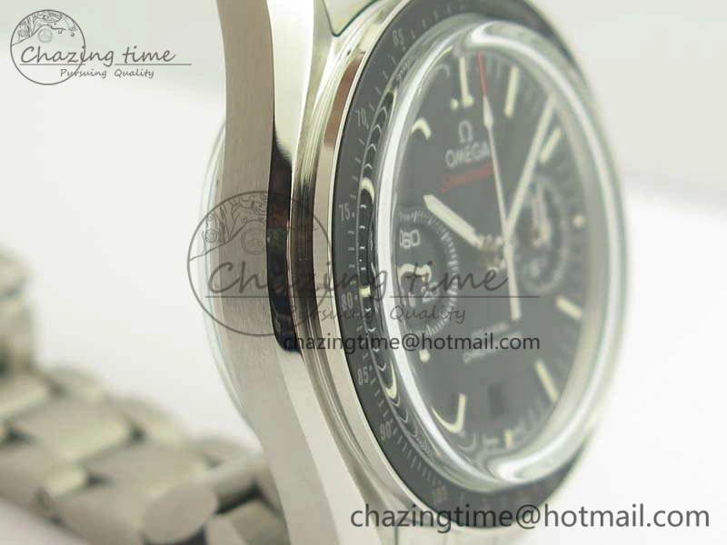 HighQuality SpeedMaster MoonWatch SS OMF 1:1 Best Edition Black Red Dial On SS Bracelet A9300 V 8092