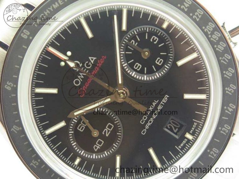 HighQuality SpeedMaster MoonWatch SS OMF 1:1 Best Edition Black Red Dial On SS Bracelet A9300 V 8092