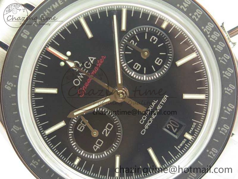 HighQuality SpeedMaster MoonWatch SS OMF 1:1 Best Edition Black Red Dial On SS Bracelet A9300 V 8092