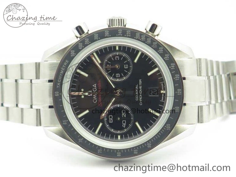 HighQuality SpeedMaster MoonWatch SS OMF 1:1 Best Edition Black Red Dial On SS Bracelet A9300 V 8092