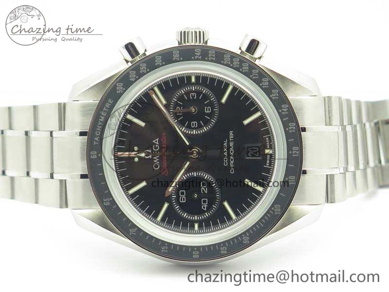 HighQuality SpeedMaster MoonWatch SS OMF 1:1 Best Edition Black Red Dial On SS Bracelet A9300 V 8092