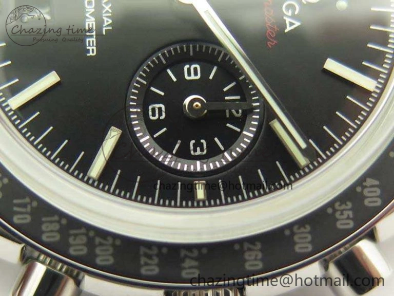 HighQuality SpeedMaster MoonWatch SS OMF 1:1 Best Edition Black Red Dial On SS Bracelet A9300 V 8092