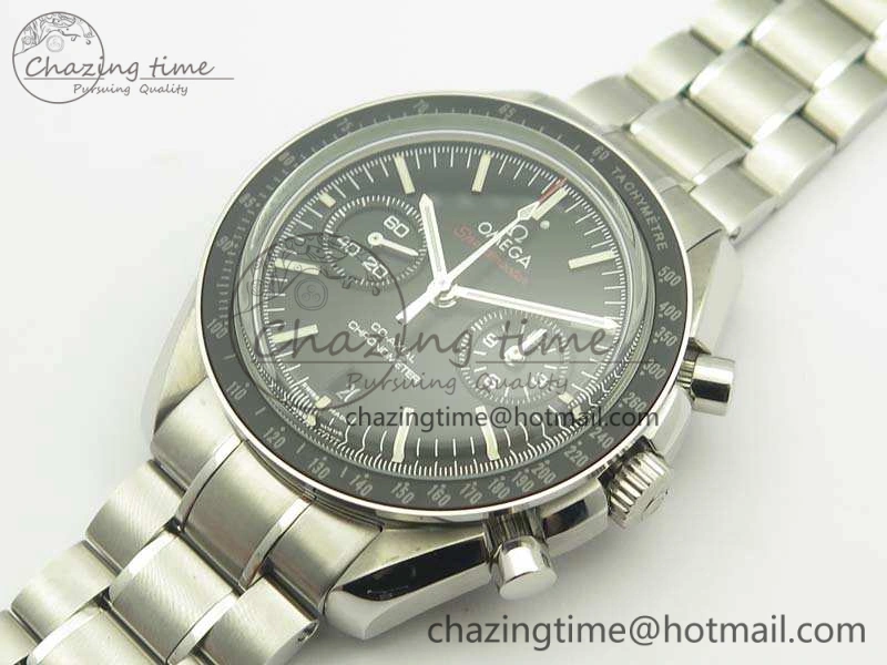 HighQuality SpeedMaster MoonWatch SS OMF 1:1 Best Edition Black Red Dial On SS Bracelet A9300 V 8092