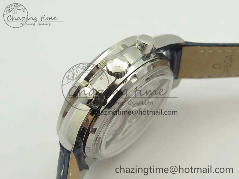Durable SpeedMaster MoonWatch SS OMF 1:1 Best Edition Blue Dial On Leather Strap A9300 V 8087
