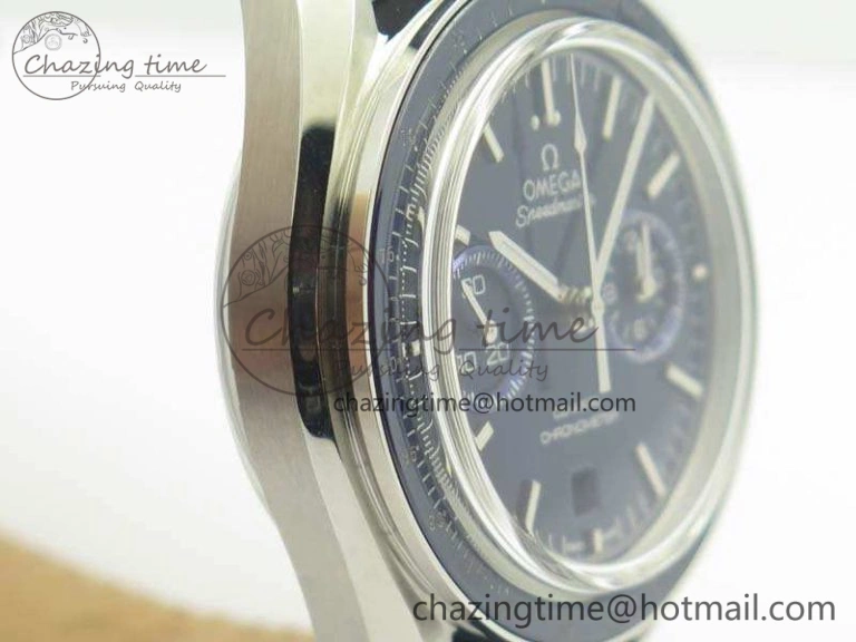 Durable SpeedMaster MoonWatch SS OMF 1:1 Best Edition Blue Dial On Leather Strap A9300 V 8087