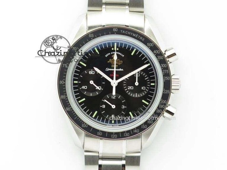 Efficient Speedmaster 50th Anniversary Black Dial On SS Bracelet 8232