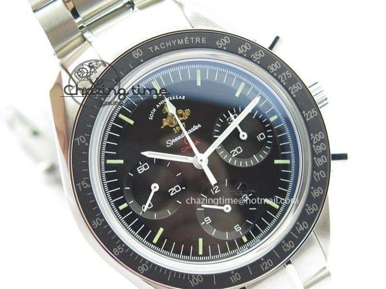 Efficient Speedmaster 50th Anniversary Black Dial On SS Bracelet 8232