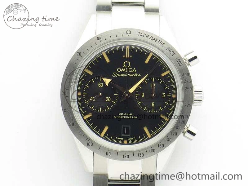 Durable Speedmaster ’57 Co-Axial OMF 1:1 Best Edition Black Dial On SS Bracelet A 8143