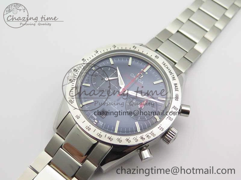 SunProtective Speedmaster ’57 Co-Axial OMF 1:1 Best Edition Blue Dial White Markers On SS Bracelet A 8145