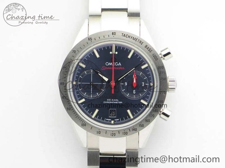 SunProtective Speedmaster ’57 Co-Axial OMF 1:1 Best Edition Blue Dial White Markers On SS Bracelet A 8145