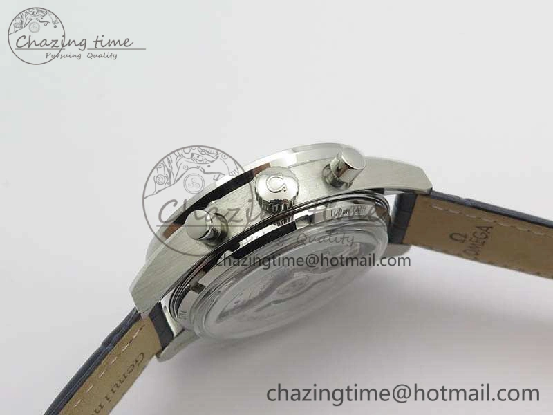 Unique Speedmaster ’57 Co-Axial OMF 1:1 Best Edition White Dial Blue Markers A9300 (Free Leather Strap) 8132