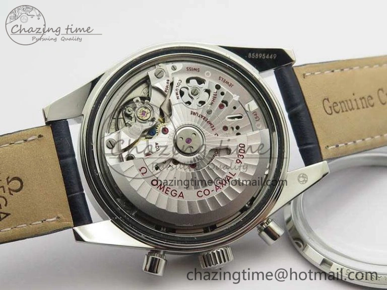 Unique Speedmaster ’57 Co-Axial OMF 1:1 Best Edition White Dial Blue Markers A9300 (Free Leather Strap) 8132