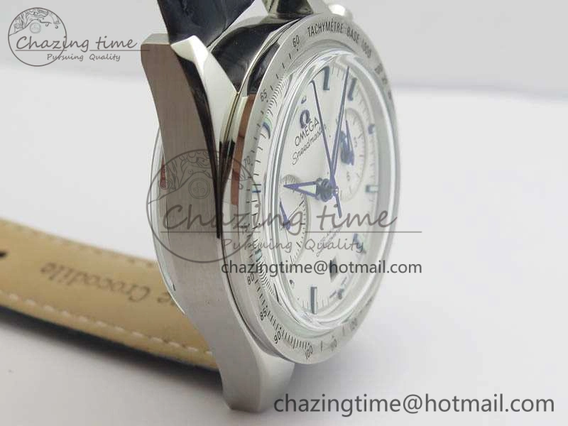 Unique Speedmaster ’57 Co-Axial OMF 1:1 Best Edition White Dial Blue Markers A9300 (Free Leather Strap) 8132