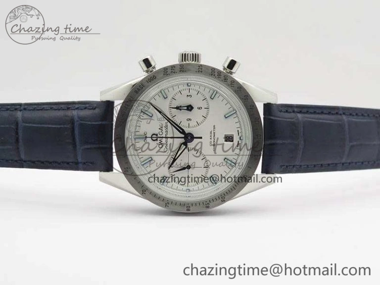 Unique Speedmaster ’57 Co-Axial OMF 1:1 Best Edition White Dial Blue Markers A9300 (Free Leather Strap) 8132
