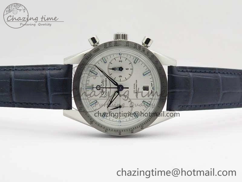 Unique Speedmaster ’57 Co-Axial OMF 1:1 Best Edition White Dial Blue Markers A9300 (Free Leather Strap) 8132