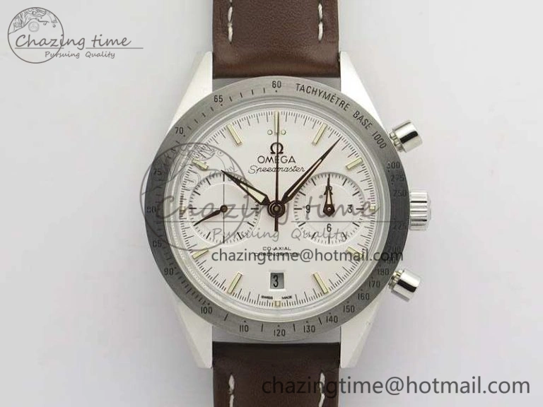 Speedmaster ’57 Co-Axial OMF 1:1 Best Edition White Dial RG Markers A9300 (Free Leather Strap) EasyCare 8135