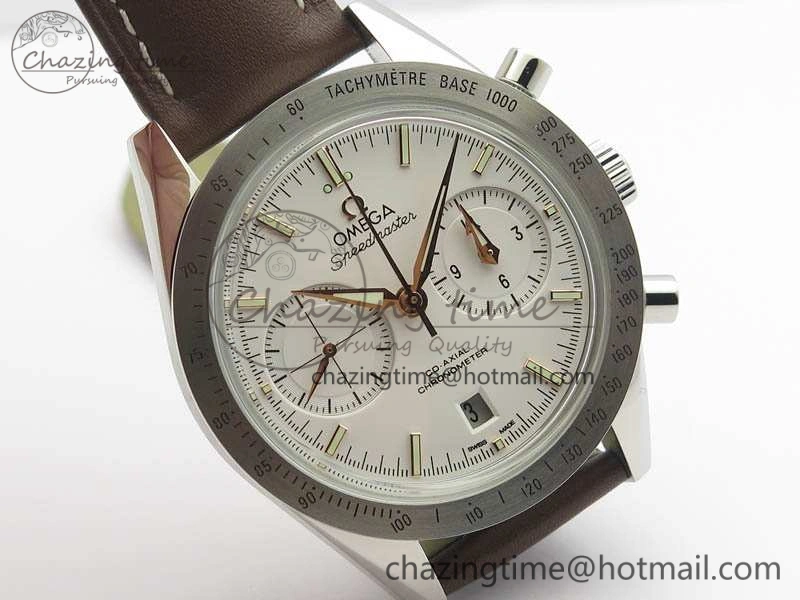 Speedmaster ’57 Co-Axial OMF 1:1 Best Edition White Dial RG Markers A9300 (Free Leather Strap) EasyCare 8135