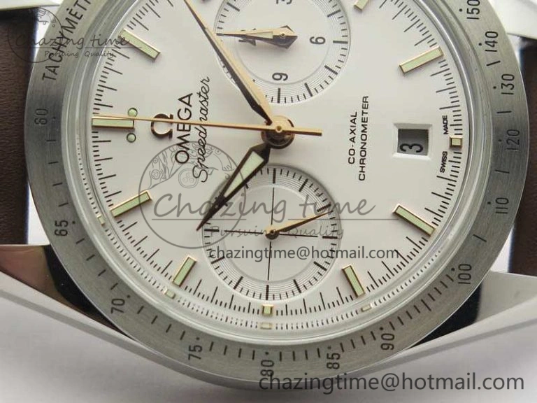 Speedmaster ’57 Co-Axial OMF 1:1 Best Edition White Dial RG Markers A9300 (Free Leather Strap) EasyCare 8135