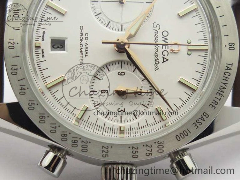 Speedmaster ’57 Co-Axial OMF 1:1 Best Edition White Dial RG Markers A9300 (Free Leather Strap) EasyCare 8135