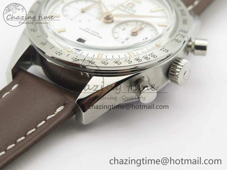 Speedmaster ’57 Co-Axial OMF 1:1 Best Edition White Dial RG Markers A9300 (Free Leather Strap) EasyCare 8135