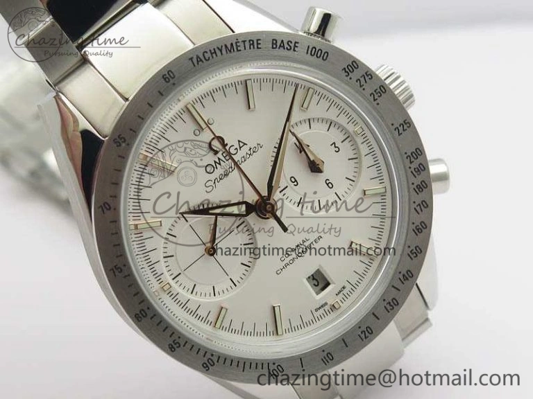 Speedmaster ’57 Co-Axial OMF 1:1 Best Edition White Dial RG Markers On SS Bracelet A Elegant 8144