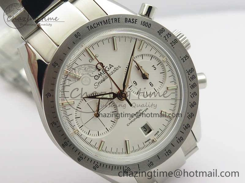Speedmaster ’57 Co-Axial OMF 1:1 Best Edition White Dial RG Markers On SS Bracelet A Elegant 8144